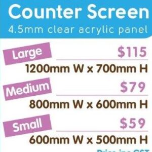 Clear protective screen, often used in public spaces for safety.