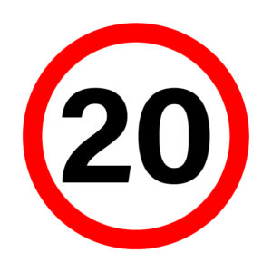 Speed Limit Sign - 02BD-G0208 - 20 KMH